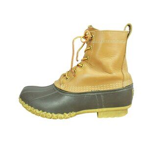 LL Bean Brown Leather 8" Lace Up Round Toe Unlined Ankle Duck Boots Size 10 M